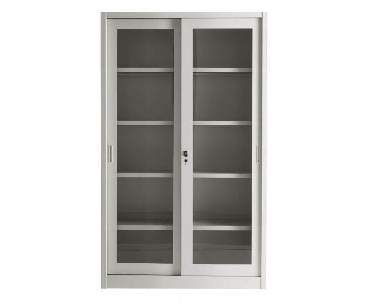 Armadio archiviazione da ufficio con ante scorrevoli in vetro cm. 120x60x200h