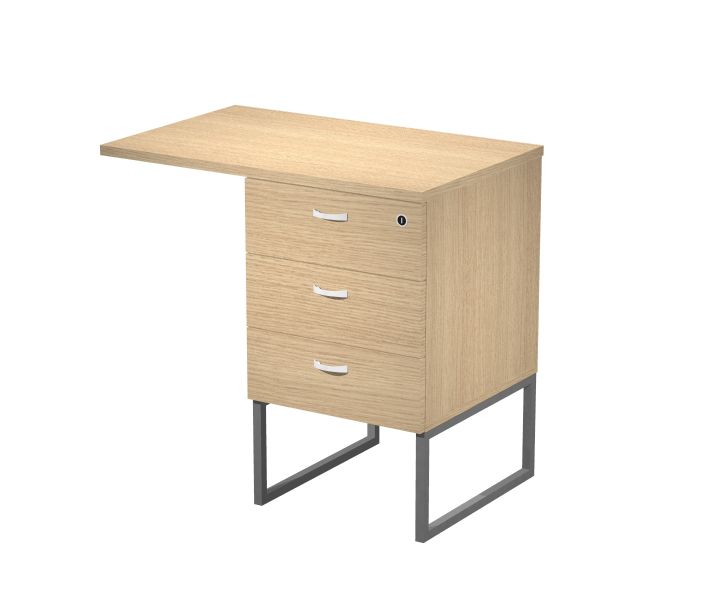 Cassettiera alta complanare con 3 cassetti e top posizionabile in due modi cm. 80x50x74,4h