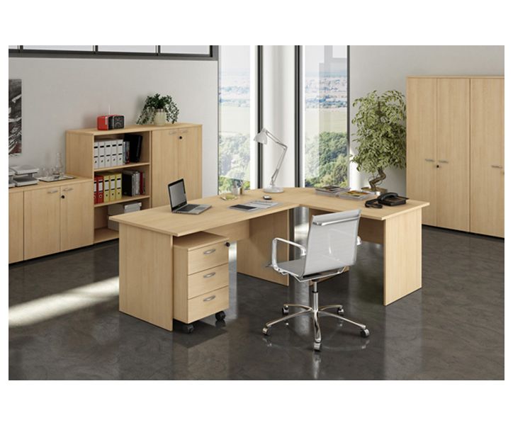 Mobile per ufficio con ante battenti in melaminico e serratura cm. 80x35x120h