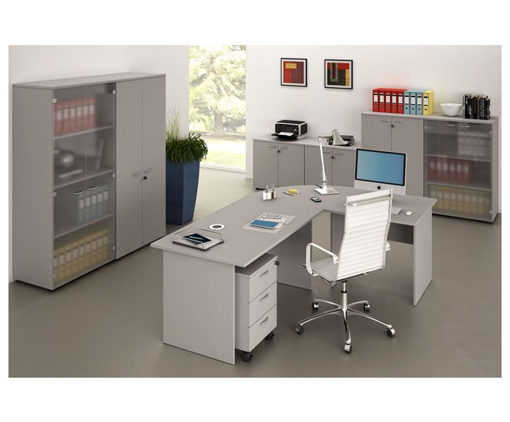 Mobile per ufficio con ante battenti in melaminico e serratura cm. 80x35x120h