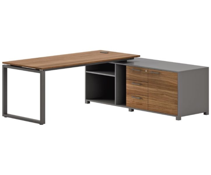 Scrivania con gambe ad anello metalliche per ufficio operativo cm. 120/140/160/180/200 x80x73h