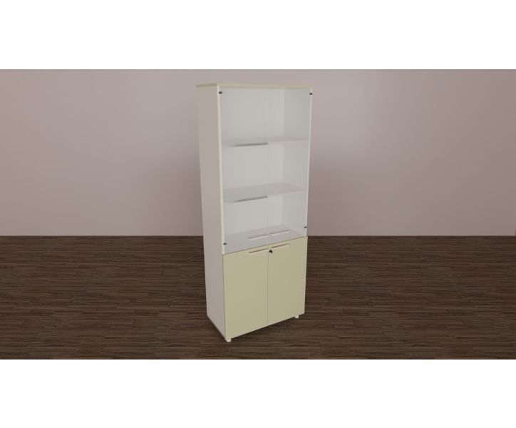 Libreria da ufficio con ante in vetro o melaminico a scelta, in vari colori cm. 80x40x198,8h