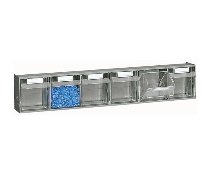 Scaffalatura di plastica practibox con cassetti di varie dimensioni cm. 60x10,7x100,8h