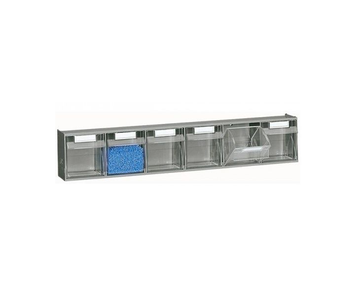 Scaffale in plastica con struttura grigia con cassetti trasparenti cm. 60x32,5x175h