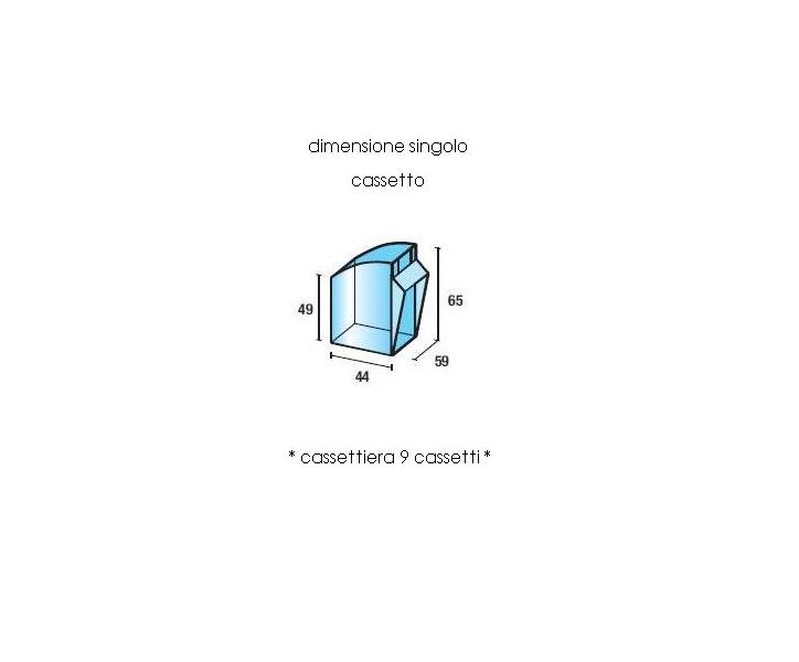 Modulo scaffalatura portaminuteria da parete con struttura e cassetti in polipropilene cm. 60x32,5x195h