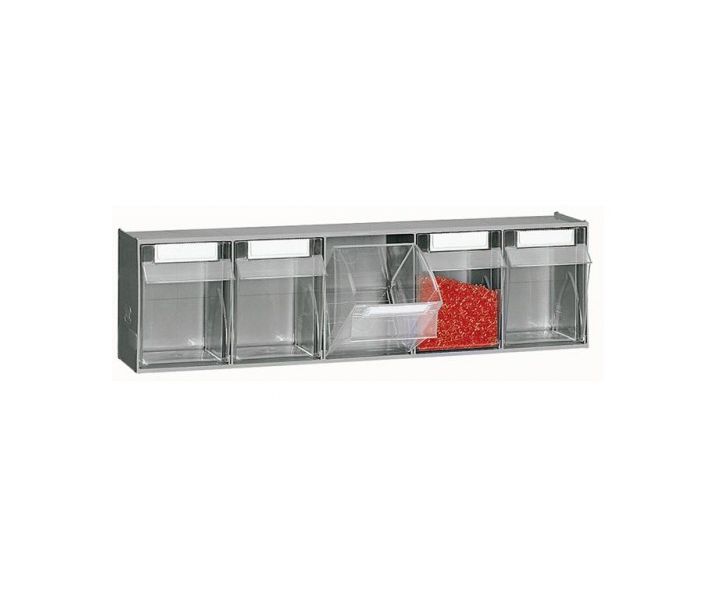 Scaffale con base composto da cassetti trasparenti cm. 60x32,5x195h