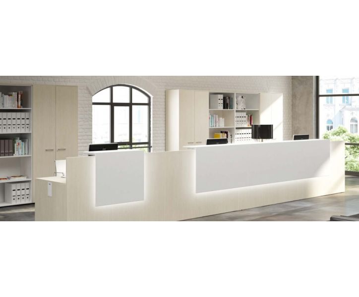 Libreria operativa in legno per ufficio con piani superiori e cassetti estraibili in basso cm. 90x45x210h
