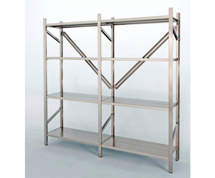 Modulo aggiuntivo di scaffalatura in acciaio inox di cm. 60x30x150h