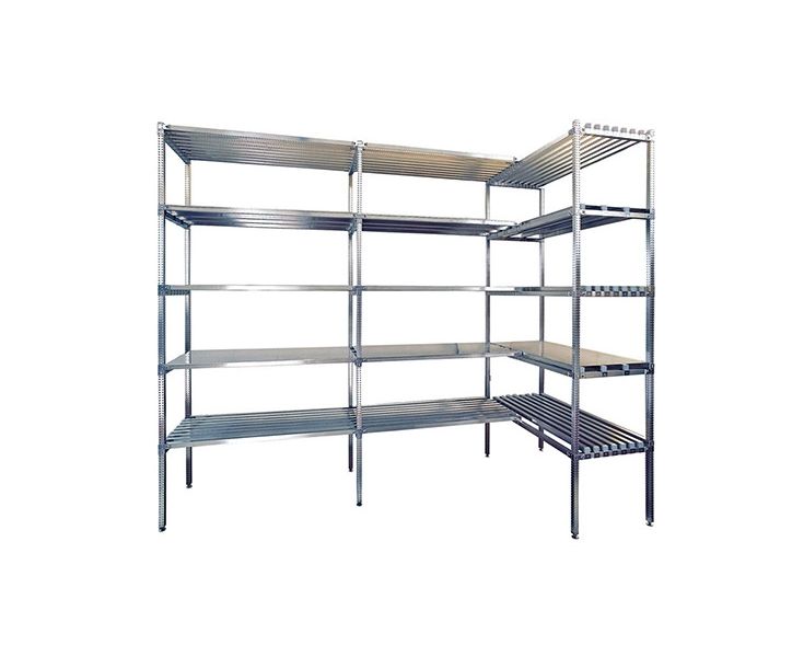 Modulo continuativo scaffale a parete in acciaio inox di cm. 70x30x150h