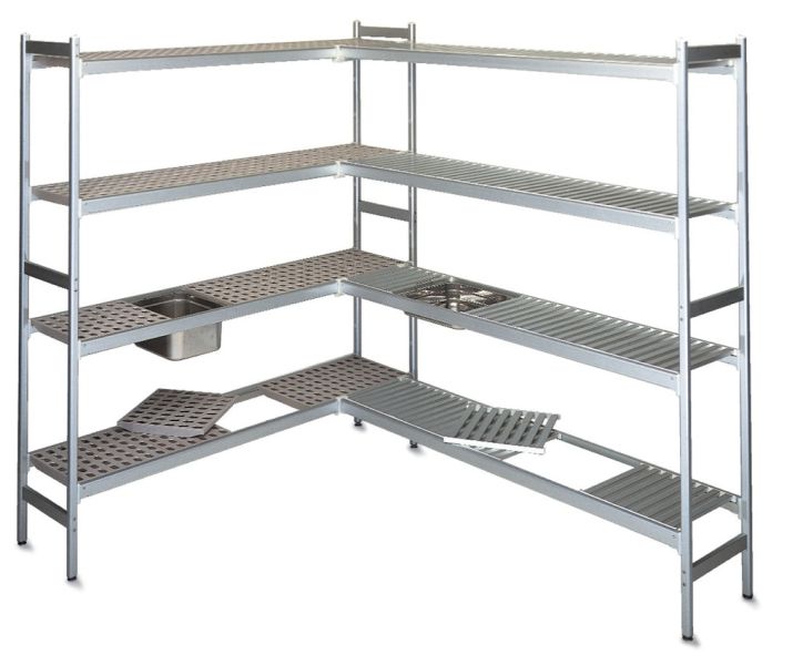 Modulo aggiuntivo di scaffalatura in acciaio inox di cm. 60x60x200h