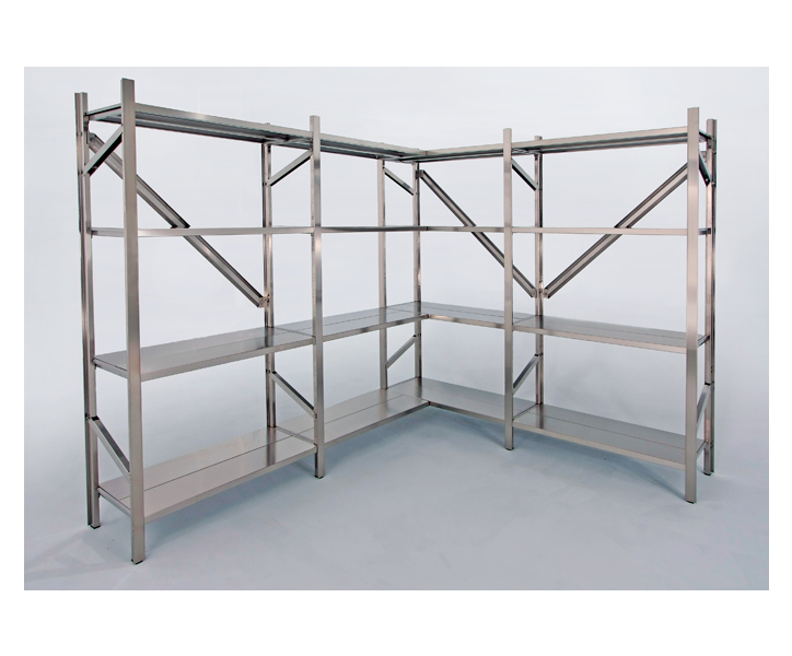 Modulo aggiuntivo di scaffalatura in acciaio inox di cm. 60x60x200h