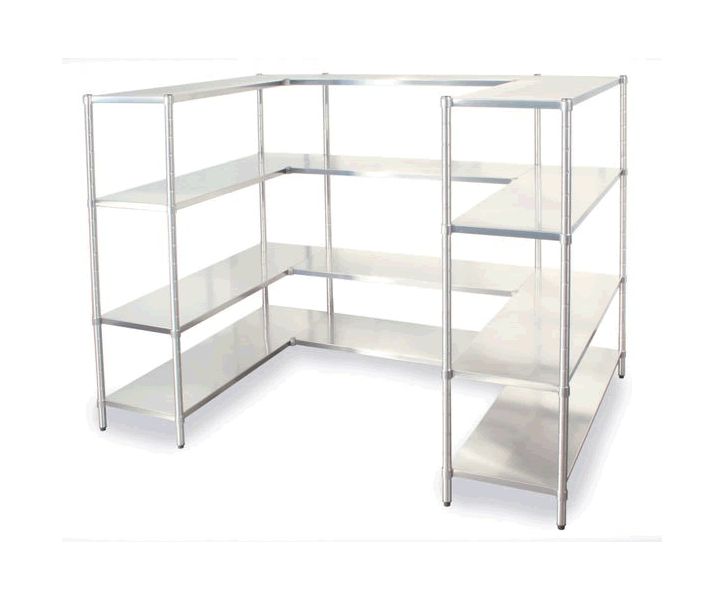 Modulo continuativo scaffale a parete in acciaio inox di cm. 80x60x200h