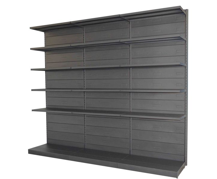 Modulo aggiuntivo scaffale verniciato nero ghisa in metallo di cm. 45x50x200h 