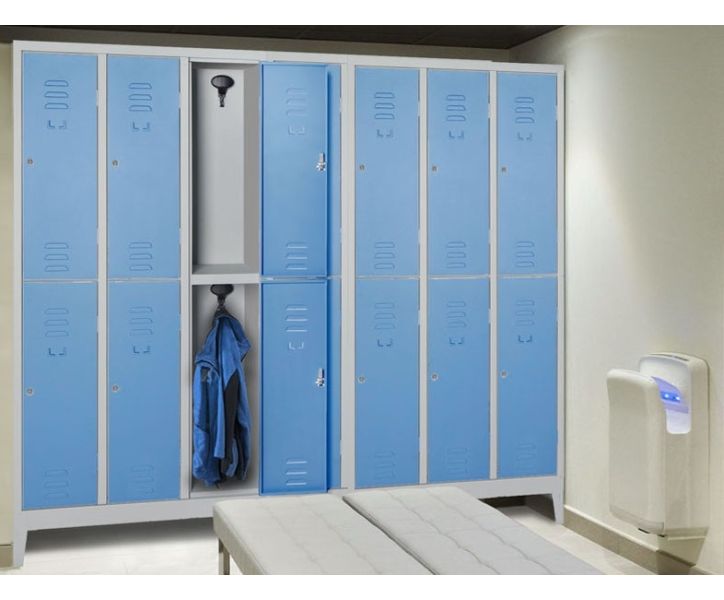 Armadio multispogliatoio sovrapposto in metallo a 4 posti cm. 69x33x180h