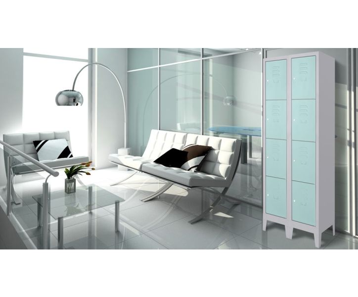 Armadio casellario in metallo verniciato grigio a 4 vani cm. 35x38/50x180h