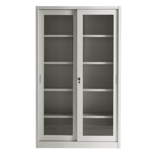 Armadio per archiviazione metallico con ante scorrevoli in vetro cm. 120x45x200h