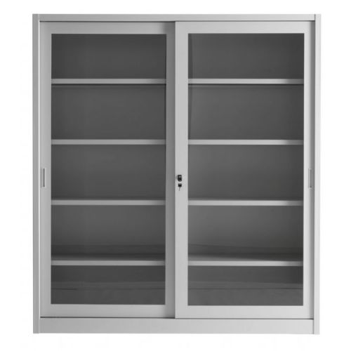 Armadio metallico archivio da ufficio con ante a vetri cm. 150x37,5x200H