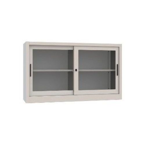 Sopralzo armadio per archiviazione con ante in vetro e piani in metallo cm. 180x45x85h