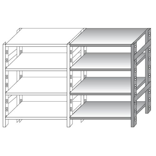 Modulo aggiuntivo scaffalatura in acciaio inox con piani lisci o forati di cm. 100x30x180h