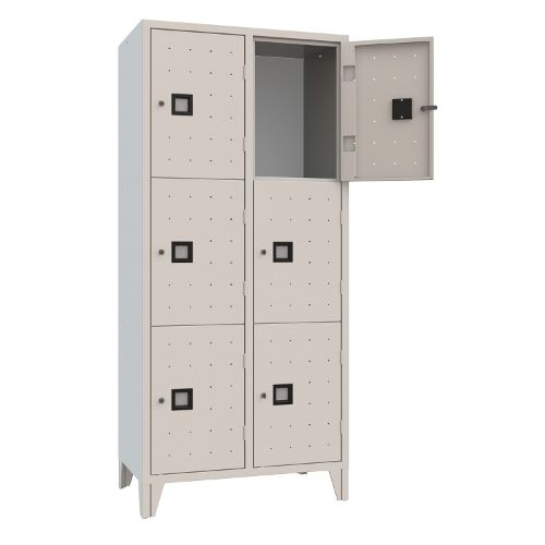 Armadio monoblocco verniciato con 6 caselle con chiusura di sicurezza cm. 81x50x180h