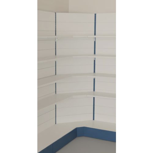 Modulo aggiuntivo ad angolo per scaffale negozio abbigliamento di cm. 70x70x200h