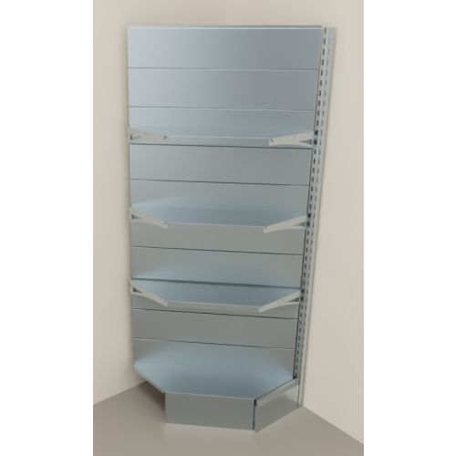 Modulo aggiuntivo zincato ad angolo per scaffale negozio abbigliamento di cm. 70x70x200h