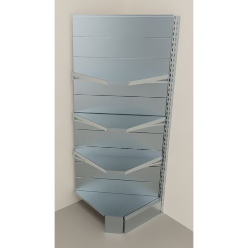 Modulo aggiuntivo zincato ad angolo di scaffalatura da negozio di cm. 70x70x200h