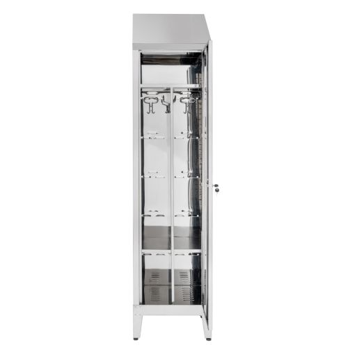 Armadio spogliatoio acciaio inox AISI 430 ad 1 posto con tramezza sporco/pulito cm. 50x40x215h