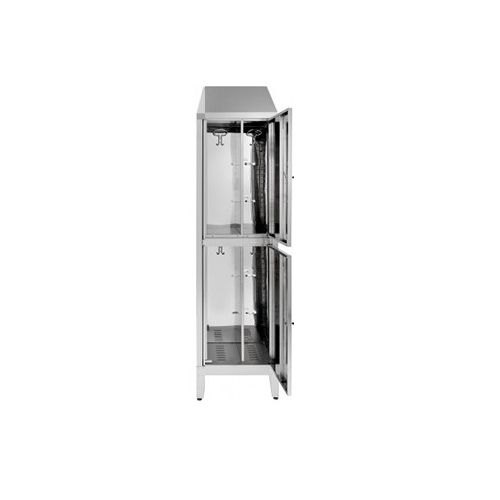 Armadio multispogliatoio in acciaio inox AISI 430 a 2 posti a 2 ante con tramezza sporco/pulito cm. 50x40x215h