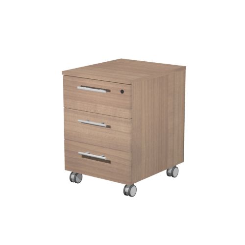 CASSETTIERA DIREZIONALE IN LEGNO SU RUOTE A 3 CASSETTI CM. 41,8x52x61,5h