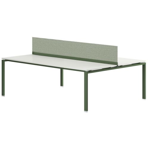 Bench operativa con due posti di lavoro, con pannello divisorio e gambe a cavalletto cm. 140/160/180x164x73/107,3h