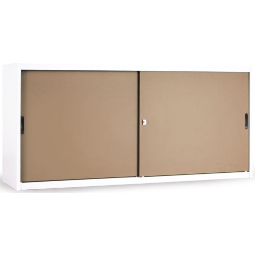 Armadio basso in metallo verniciato da ufficio con ante in legno cm. 120x45x90h