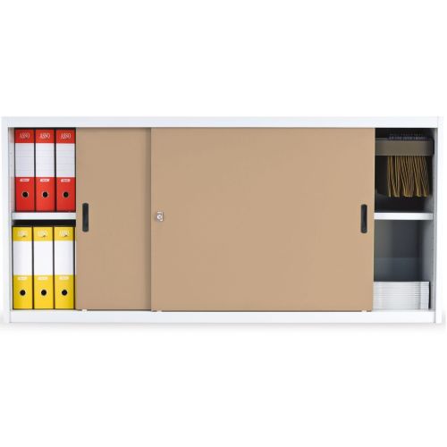 Armadio archiviazione basso con ante scorrevoli in legno per ufficio cm. 180x45x90h