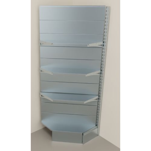 Modulo aggiuntivo zincato ad angolo per scaffalatura da negozio di cm. 70x70x200h