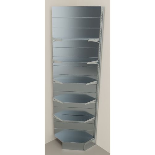 Modulo aggiuntivo scaffale zincato ad angolo per negozio abbigliamento di cm. 70x70x300h