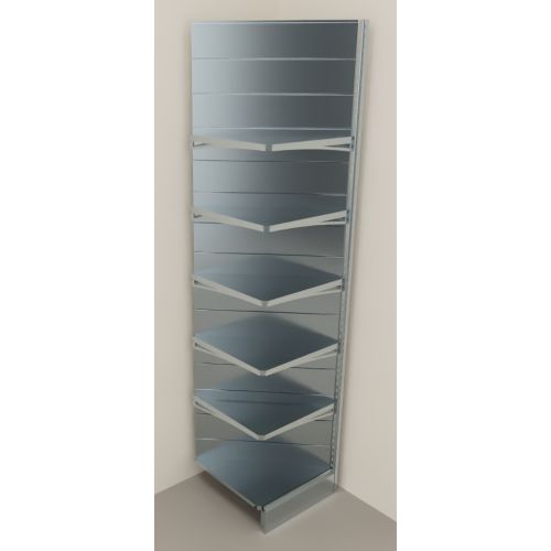 Modulo aggiuntivo zincato di scaffalatura ad angolo da negozio di cm. 70x70x300h