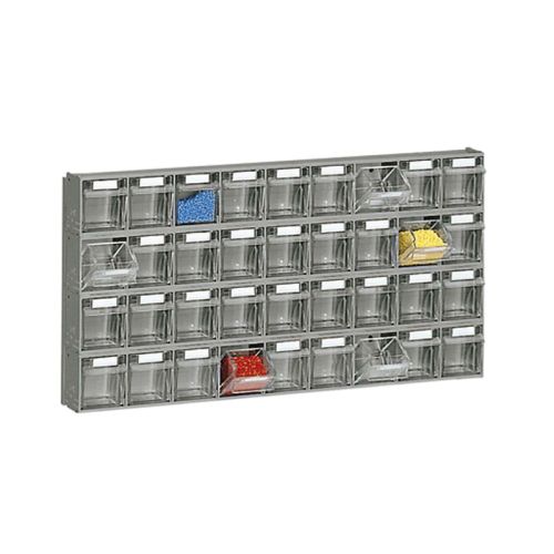 Scaffalatura in plastica a parete con cassetti trasparenti per raccolta accessori ferramenta cm. 60x7,8x30,8h