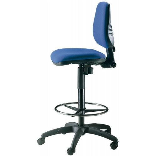 Sgabello ergonomico da laboratorio in tessuto su piedi fissi cm. 56x63x111/137h