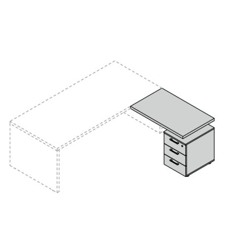 Allungo laterale per scrivania gamba pannellata OFFICE DIREZIONALE con cassettiera in melaminico a 3 cassetti