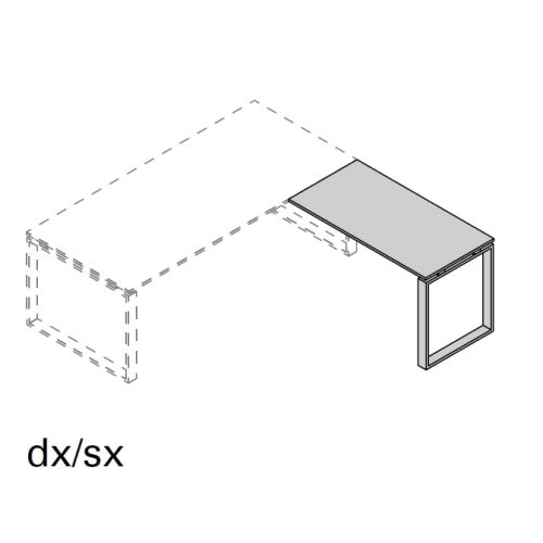 Allungo laterale per scrivania OFFICE DIREZIONALE con gamba ad anello e piano in legno prof. 60 cm.