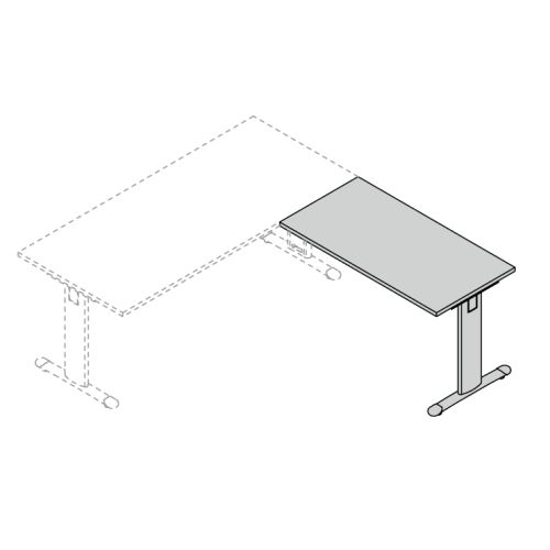 Allungo laterale per scrivania OFFICE con gamba a "T" in metallo prof. 60 cm.