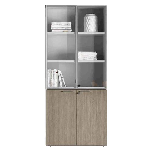 Libreria da ufficio con doppia anta e piani interni in melaminico cm. 45/90x45x210h