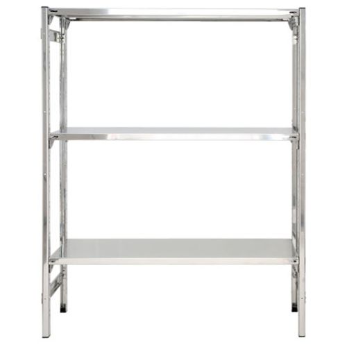 SCAFFALATURA in acciaio inox a gancio ad incastro con piani lisci cm. 140x30x150h