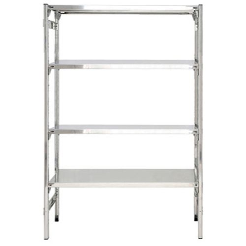 Scaffalatura inox con piani lisci e forati a gancio cm. 120x50x200h