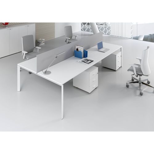 Composizione scrivanie da 4 persone da ufficio cm. 280/320/360/400x165x74h