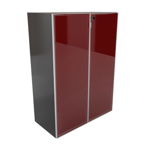 Libreria contenitore in melaminico vari colori con ante in vetro laccato cm. 90x45x127h