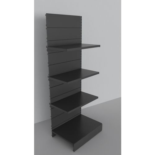 Modulo aggiuntivo scaffalatura da negozio verniciata nero ghisa di cm. 75x30x200h