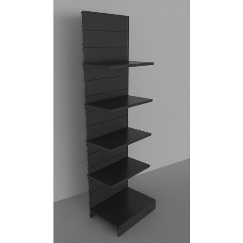 Modulo aggiuntivo scaffalatura in metallo verniciato nero ghisa da negozio di cm. 75x60x250h