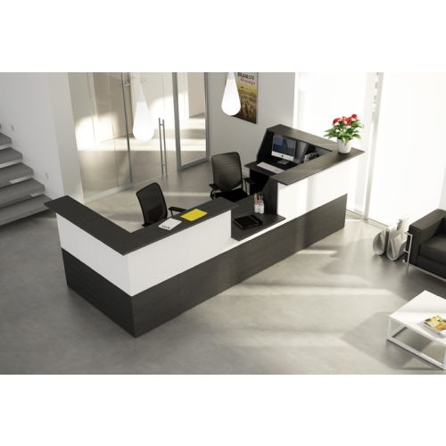 Reception ad angolo con piano di appoggio per ufficio cm. 432x156x117h