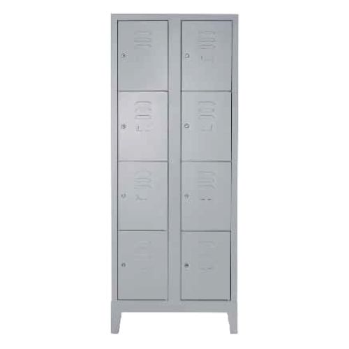 Armadietto casellario in metallo verniciato grigio a 8 vani cm. 66x38/50x180h